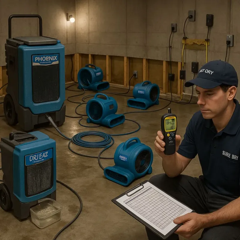 Structural Drying and Dehumidification process in Rockport, MA